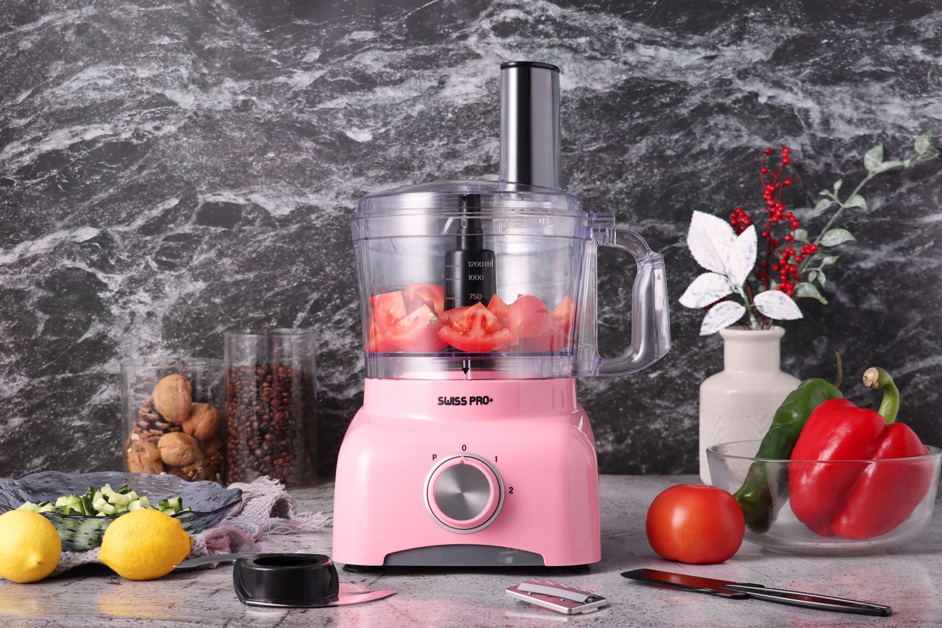 Swiss Pro+ Blender Mixer Plongeur 3-in-1 - Mixeur Multifonction - Mixeur  Soupe en Acier Inoxydable - Rouge - 700W